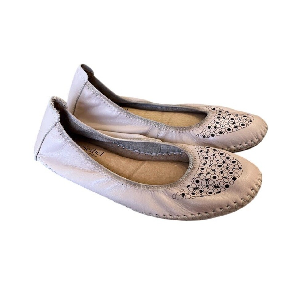 Josef Seibel Womens Ballet Flats Beige Perforated Slip On EU 37 Comfort